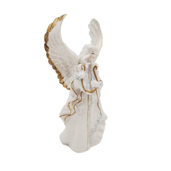 Porcelain Christmas‎ Angel Porcelain Figurine Pearl Finish Gold Silver Painted - Picture 3 of 7